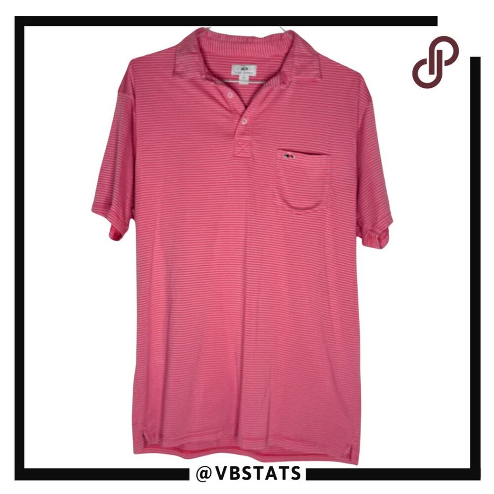 Fish Hippie Men's Stripe‎ Cotton Blend Short Sleeve Polo Shirt Pink White XL